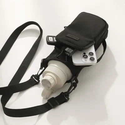 OutingSG-Outdoor Portable Water Bottle Bag with Pouch Sling Bag Large-capacity Water Bottle Protective Cover