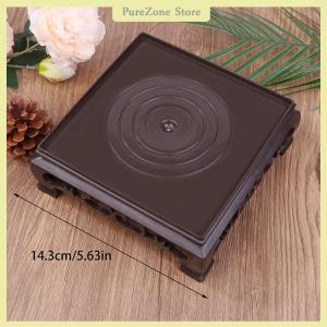 [PureZone] แจกันกาน้ำชาทรงสี่เหลี่ยมอเนกประสงค์ถาดใส่กระถางต้นไม้ทำจากพลาสติกงานแกะสลักทำจากไม้สีน้ำตาลเข้มฐานวางกระถางต้นไม้ทรงกลม