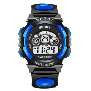 Kids Sporty Digital Watch with Multi-Color LED Display and Water Resistance - New