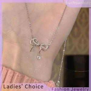 [COD] liuchuanbing Jewellery Fashion Double Layered Bowknot Pendant Necklace For Women Girls Elegant Versatile Necklace Clavicular Chain Jewelry Accessories