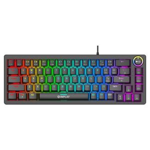 InPlay MK680 61-Key Mechanical Gaming Keyboard RGB Lighting Effects Full Key Anti-Ghosting Mechanical Gaming Switch Multimedia Control Knob
