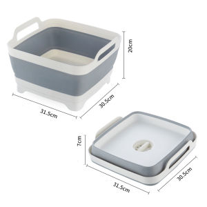 Collapsible Dish Basin Portable Plastic Folding Square Basin Ideal for Kitchen Sink Use Retractable Drain for Fruit Vegetable Storage and Sundries Food Strainers Drizzle and Washing Portable and Handy Multifunctional Collapsible Bucket