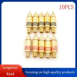[Gorgeous] Hot Sale 10pcs RCA Connector MALE JACK plug Audio vedio เชื่อมทองแดงดำ