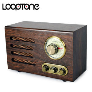 LoopTone Tabletop Hi-Fi Bluetooth AM/FM Radio Vintage Retro Classic Home Built-in Speaker Treble&Bass Control Hand-crafted Wood