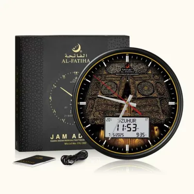PROMO TERBATAS AL-FATIHA JAM DINDING ADZAN DIGITAL FAJ-360BB/BW/QW/QB/MW DENGAN JADWAL SHOLAT 5 WAKTU AKURAT LAYAR LEBAR HITAM PUTIH & 8 SUARA PANGGILAN SHOLAT | COD