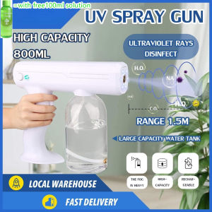 [Mega Sale] Nano Blue Ray Disinfection Spray Gun With 4L Disinfectant Solution Wireless Rechargeable Nano Steam Gun Fog Machine Disinfectant COD