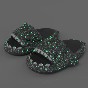 Starry Night Glow Shark Slippers for Women Summer Couple Luminous Sandals Home Non-Slip Cartoon Slippers for Men Outdoor Wear