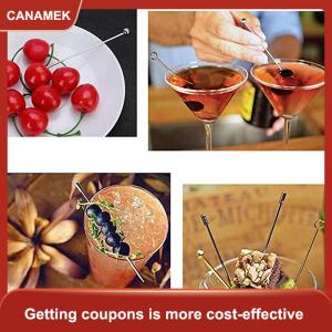 【CANAMEK】 4pcs thép không gỉ Cocktail Gậy trái cây tái sử dụng uống Martini Picks