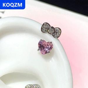 [COD] KOQZM Dễ Thương Bow Tim Tai Xương Móng Tay Thời Trang Tinh Tế Bông Tai Cho Phụ Nữ Cô Gái Ánh Sáng Sang Trọng Tinh Tế Bông Tai Đồ Trang Sức Phụ Kiện Quà Tặng