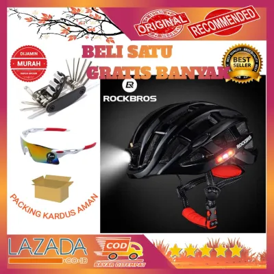 [BISA COD] [GRATIS ONGKIR] Helm Sepeda Gunung Helm Sepeda Lipat MTB Pacific Gub Fox Cairbull Helm Sepeda Gunung Murah Bisa COD Bayar Ditempat Packing Kardus Helm Sepeda Murah Promo ROCKBROS Helm Sepeda Light Cycling Bike Helmet with Headlight - ZN1001