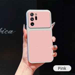 Case For Samsung Galaxy Note 20 Ultra Phone Shell Luxury Plating Leather Texture Shockproof Camera Protective Back Cover