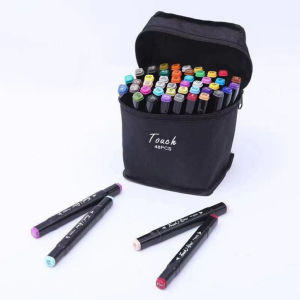 ปากกามาร์กเกอร์ 2 หัว พร้อมกระเป๋า สีสวย คมชัด แห้งไว ใช้งานได้อเนกประสงค์ V90 พร้อมส่งจากไทย