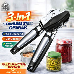 HomeAce 3-in-1 Stainless Steel Can Opener Cordless with Lids Off Jar Opener and Bottle Opener Kitch