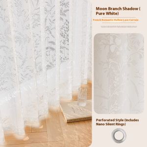 Cream New Design Aesthetic Sheer Curtain for windows Living Room Elegant and luxury Kurtain 5/7ft