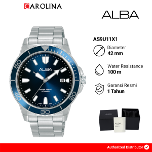 Jam Tangan Pria Alba Active AS9U11X1 Blue Dial Silver Stainless Steel Strap