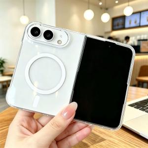 For Magnetic Phone Case For iPhone Duo Folding Clear Hard PC Protective Cover
