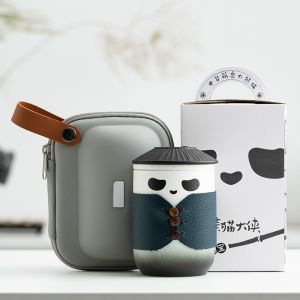 熊猫水杯随行杯户外喝茶装备随身便携式个人水杯办公商务礼品LOGO