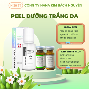 Combo White Plus + 1 cặp B-Tox Peel Hàn Quốc thay da sinh học dưỡng sáng mịn da chuẩn spa HANA