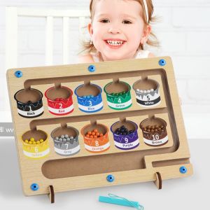 Bộ Đồ Chơi Mê Cung Bảng Đếm Phân Loại Màu Từ Tính Bằng Gỗ Có Nam Châm Cho Bé Để Rèn Luyện Khả Năng Học Tập