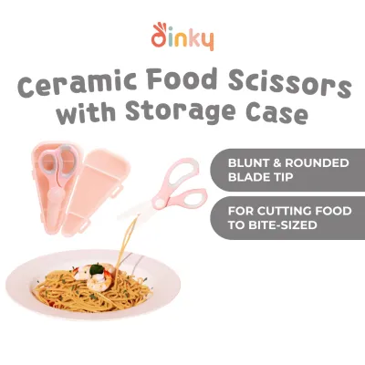 dinky.family - Ceramic Food Scissors with Storage Case for easier baby mealtime