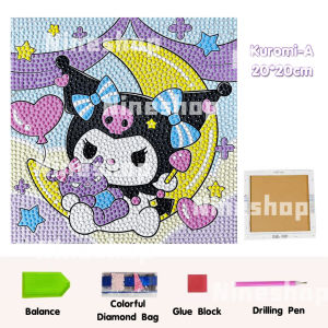 20cm Labubu Kuromi DIY Diamond Painting Kids Cute Cartoon Sanrio Melody Capybara Toys Handmade Painting with Frame For Kids 钻石画