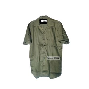 Basic Colour Shirt | Kemeja Pria Polos V - Neck Lengan Pendek Kasual Pria | Woolpeach Toyobo tojiro