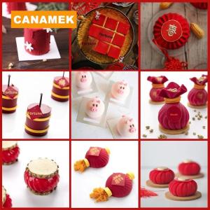 【CANAMEK】 Milk Jelly Silicone Cake Mold 3D Pudding Lion Dance Pig Silicone Mould Home Baking Dessert Decoration Accessories