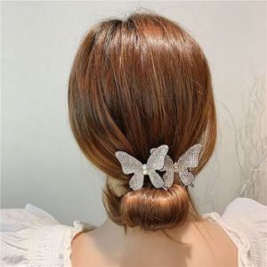 2Pcs Butterfly Hair Artifact Ball Head Hair Maker Korea Hair Artifact Lazy Fluffy Hair Stick Flower Head Hair Accessories
