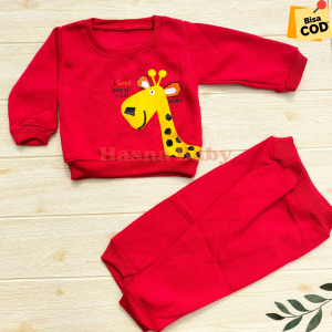 Setelan Baju Bayi Jogger 3-12 bulan Motif Jerapah Lucu Kekinian - Juragan Lebak