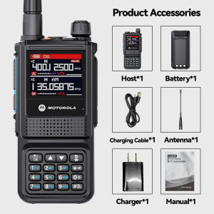 GP338 Plus Motorola Two Way Radio Walkie Talkie Long Range 15KM high-power 15W high-capacity 6800mAh type c charging Dual Band AM/FM IP54 waterproof LED flashlight Handheld walkie-talkie Suitable for outdoor/hotel/school/construction site