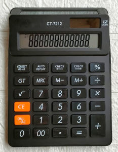 Kalkulator Dua Layar CT-7212 Solar dan Baterai dengan 12 Digit - Hitam/Putih