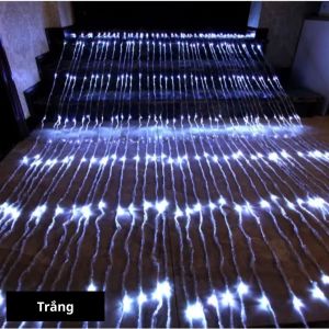 Bộ đèn LED rèm thả hiệu ứng mưa rơi thác đổ Chống nước trang trí ngoài trời kích thước 3x2 mét