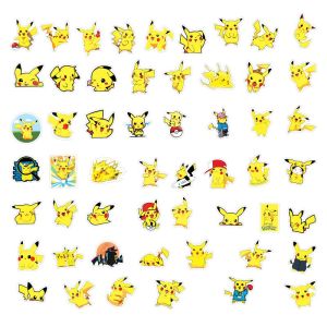 50ชิ้นสติกเกอร์ Pokémon Pikachu Ipad โทรศัพท์มือถือโน๊ตบุ๊คสติกเกอร์ตกแต่งของเล่นเด็ก