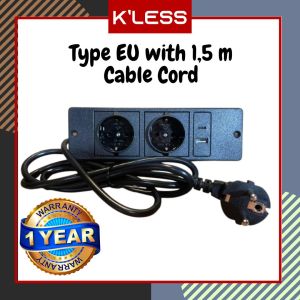 Stop Kontak Tanam Meja / Nakas / Hotel  2 USB type C / A - 2 Socket