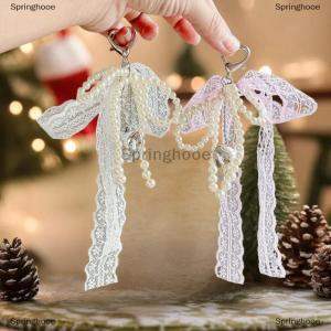 [COD] Springhooe 1 Piece Phone Charm Strap Pendant Sweet Imitation Lace Bow Beaded Keychain Bag Hanging Cord For Women Girl