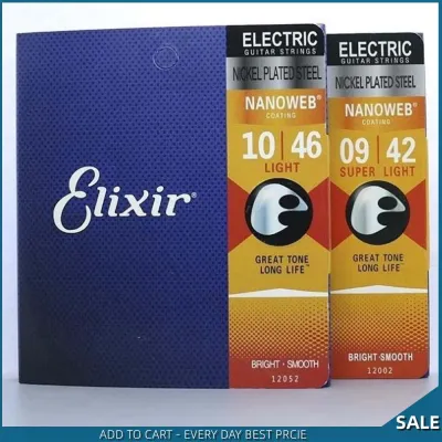 Elixir Electric Guitar Strings 6 String Sets with Choice of Gauge Super Light Long Life with Great Tone