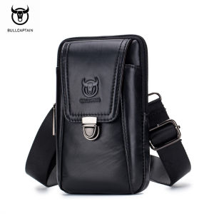 Túi đeo chéo vai da thật nam Bullcaptain | Túi đeo thắt lưng điện thoại 5.5/6-inch