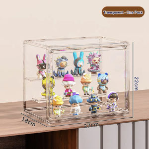 Transparent Acrylic Display Case Dustproof Protection Blind Box Assemble StorageMagnetic Stackable Clear Showcase Collection Organizer for Display Figures Doll Toys