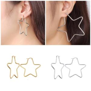 Chic Oversized Star Earrings Elegant Gold or Steel Star Earrings Lightweight Designs Studs For All Day Comfort