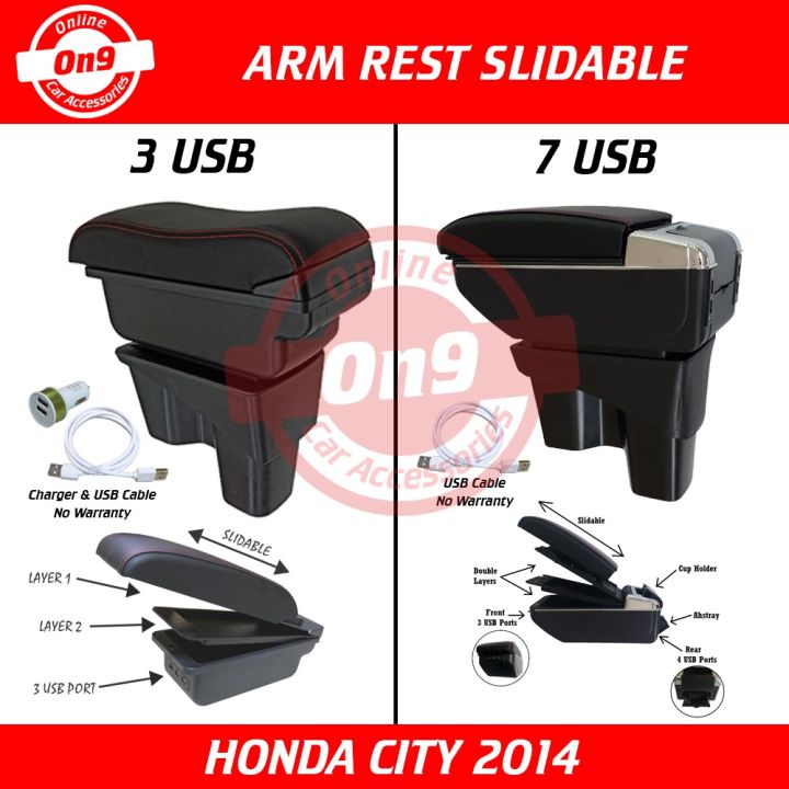 Arm Rest Honda City 2014 2015 2016 2017 2018 ArmRest Console with 3 USB