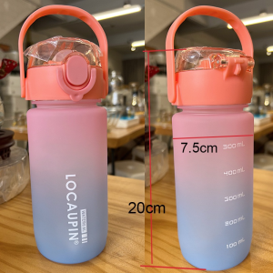 e99store Gradient Frosted Fitness Sports Water Bottle Snap Design Lid For Student to Outdoor Running Cycling Gym Workout