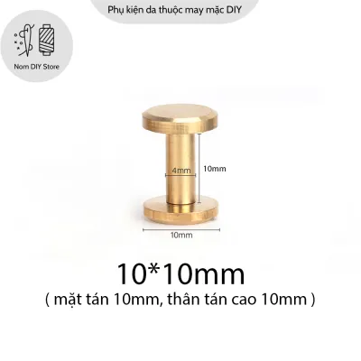 Đinh Tán Vít Chicago Ren Vặn Đầu Phẳng Chữ I Đồng Thau Đúc Phụ Kiện Làm Đồ Da Thủ Công Handmade DIY