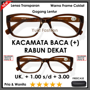 KACAMATA TERBARU - Kacamata Baca (+) Rabun dekat Frame Mika Full Coklat Lensa Bening  - Tersedia Ukuran (+)1.00 s/d (+)3.00 PRIA WANITA -ENGSEL PER GAGANG LENTUR MURAH TERBARU - FREE KOTAK