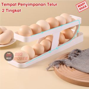 BB7 - Tempat Penyimpanan Telur Kulkas Otomatis // Rak Kotak Telur 2 Tingkat Storage Egg