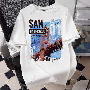Molisa San Francisco เสื้อยืด Printed Tshirt ผ้าcotto100% เสื้อยืดแขนสั้น Oversize เสื้อยืดผู้ชาย 68042#