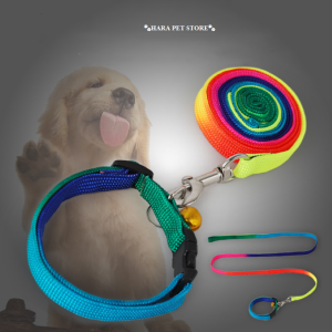 Bộ dây dắt kèm vòng cổ 7 sắc gắn chuông lục lạc nhỏ Taotaopets (mẫu mới)- Hara Pet Store