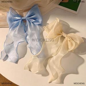 [COD] WEICHENG Mesh Barrette Bow Ribbon Hair Clips Sweet Gentle Girly Back Of Head Super Fairy Hairpins Advanced Fashion Headwear Accessories