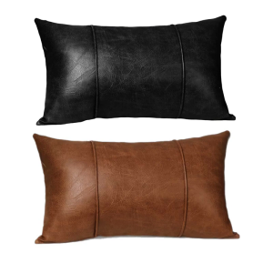 Rectangular Pillows Cushions Cover 45cm Faux Leather Pillow Protectors with Reinforced Zippers for Living Room Decors