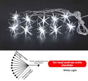 【Free Gift + Ph Local】10PCS Wedding Ceiling Decoration Lamp Sea Urchin Chandelier Crystal Luminous Transparent Bird Warm Light Wedding Scene Layout Props