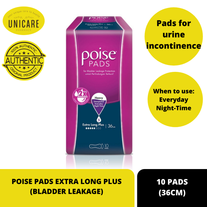 POISE PADS FOR BLADDER LEAKAGE PROTECTION, EXTRA LONG PLUS, 36CM, 10 PADS Lazada